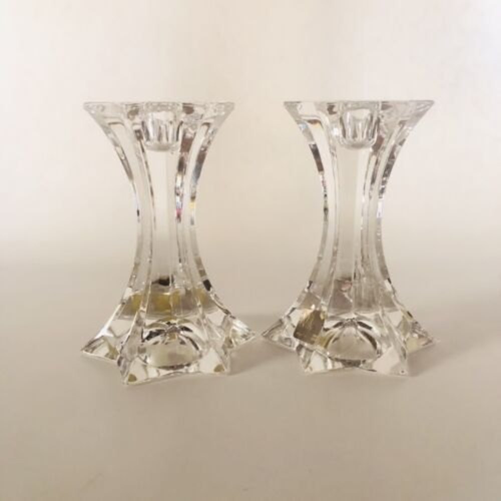Mikasa Firestar Pair of Crystal Candleholders 4 Inch Austria